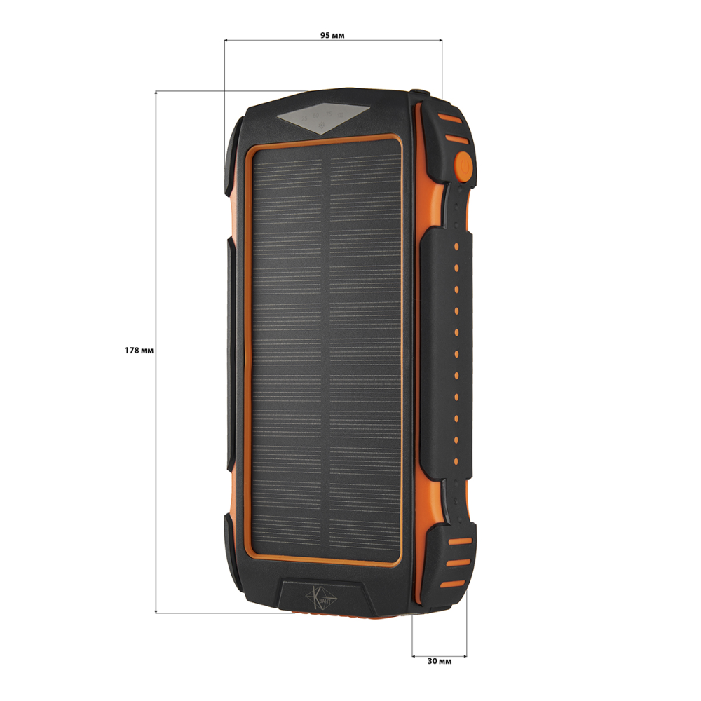 УМБ PowerBank із сонячною панеллю, повербанк КВАНТ SC27 20000mAh
