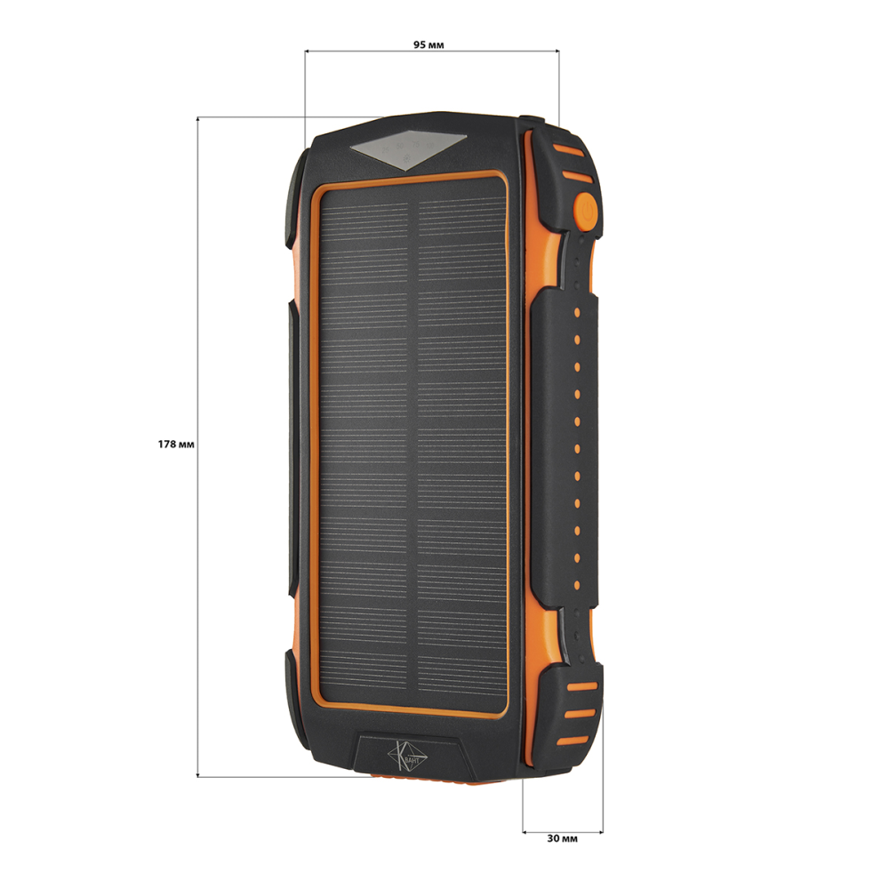 УМБ PowerBank із сонячною панеллю, повербанк КВАНТ WSC27 20000mAh