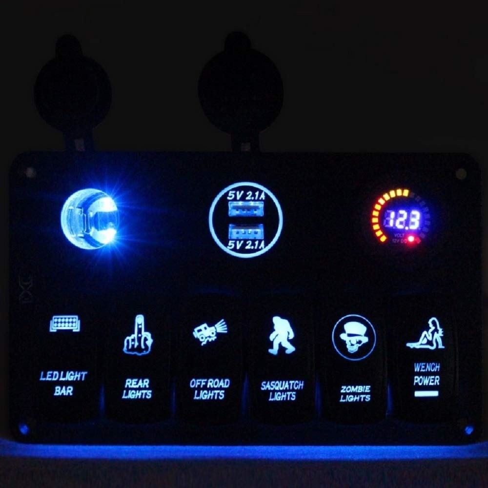 Блок переключателей HeadLight 6+3 синяя подсветка 12V