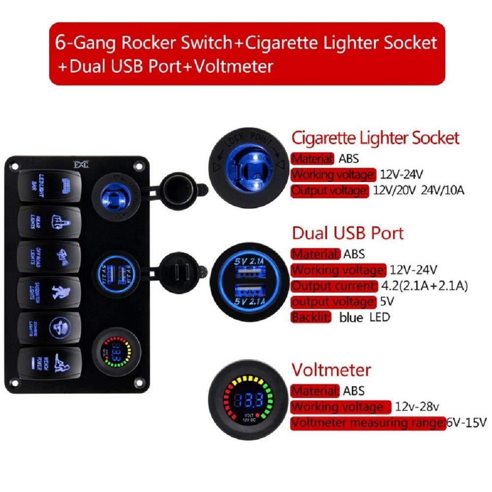 Блок переключателей HeadLight 6+3 синяя подсветка 12V