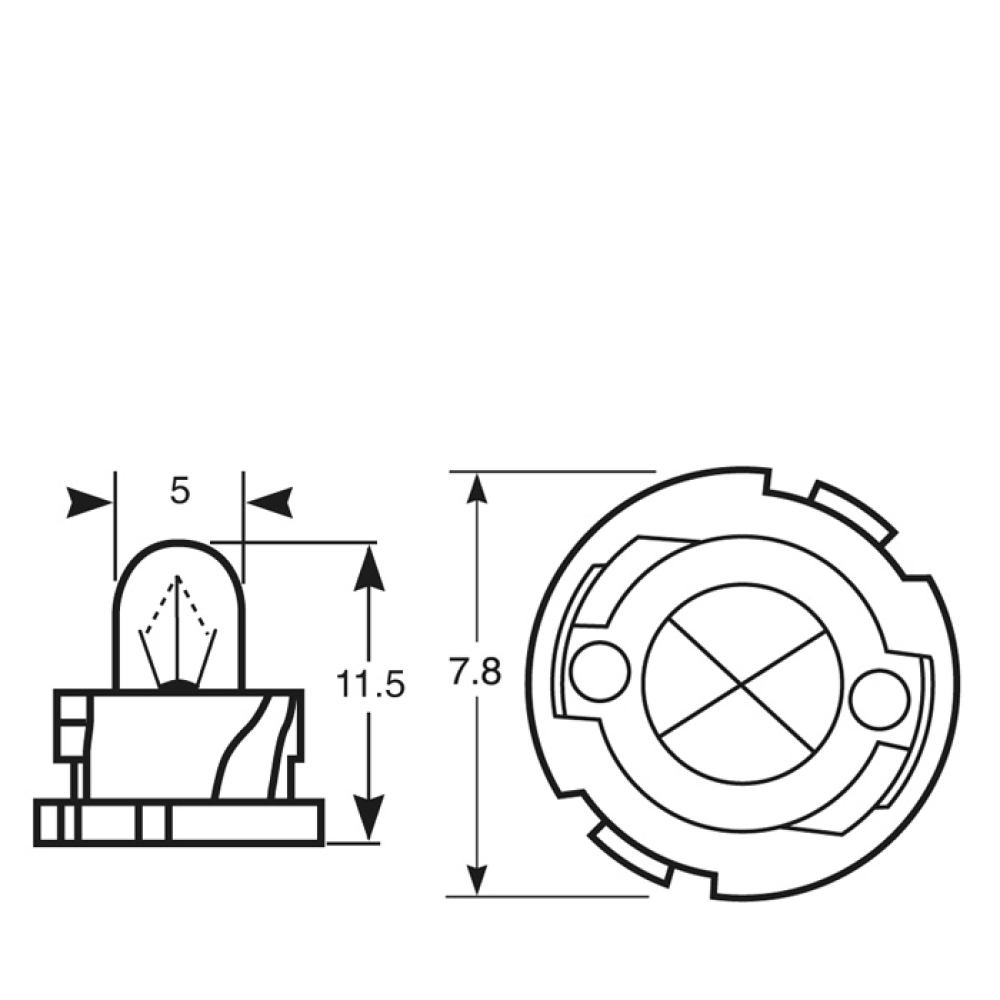 Указательная лампа накаливания RING 509TFGY 12v 1.2w F4.8 (Grey Base) Panel Bulb