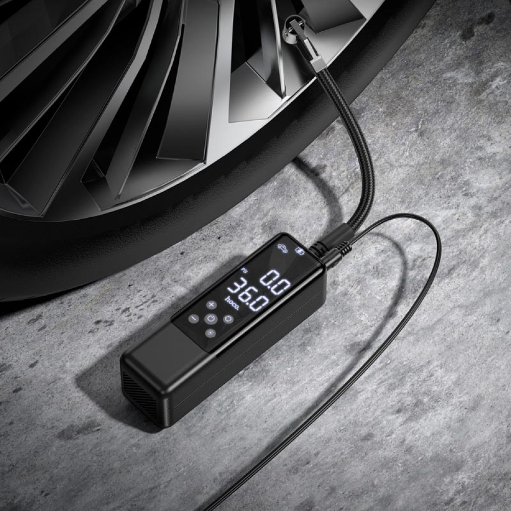 Компресор HOCO ZP5 12v/кабель 3м/510г(без кабеля)/ліхтар/3,5 бар/52x52x171мм