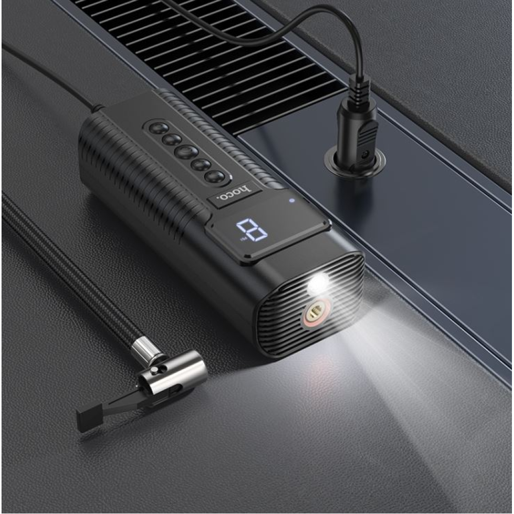 Компресор HOCO PH55 12v/кабель 3,1м/360г(без кабеля)/ліхтар/2,5 бар/61.3x43.3x154,6мм