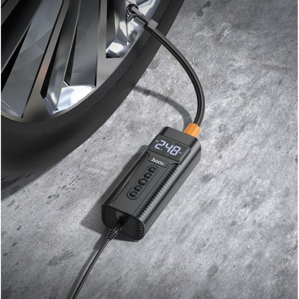 Компресор HOCO PH55 12v/кабель 3,1м/360г(без кабеля)/ліхтар/2,5 бар/61.3x43.3x154,6мм