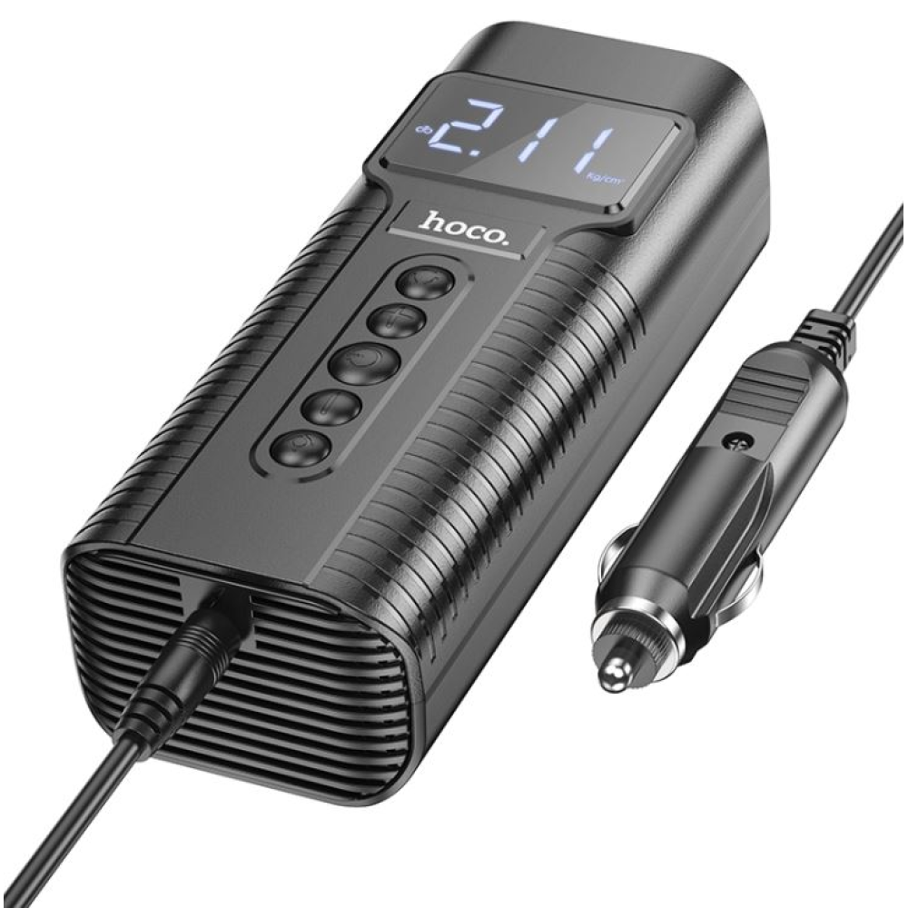 Компресор HOCO PH55 12v/кабель 3,1м/360г(без кабеля)/ліхтар/2,5 бар/61.3x43.3x154,6мм