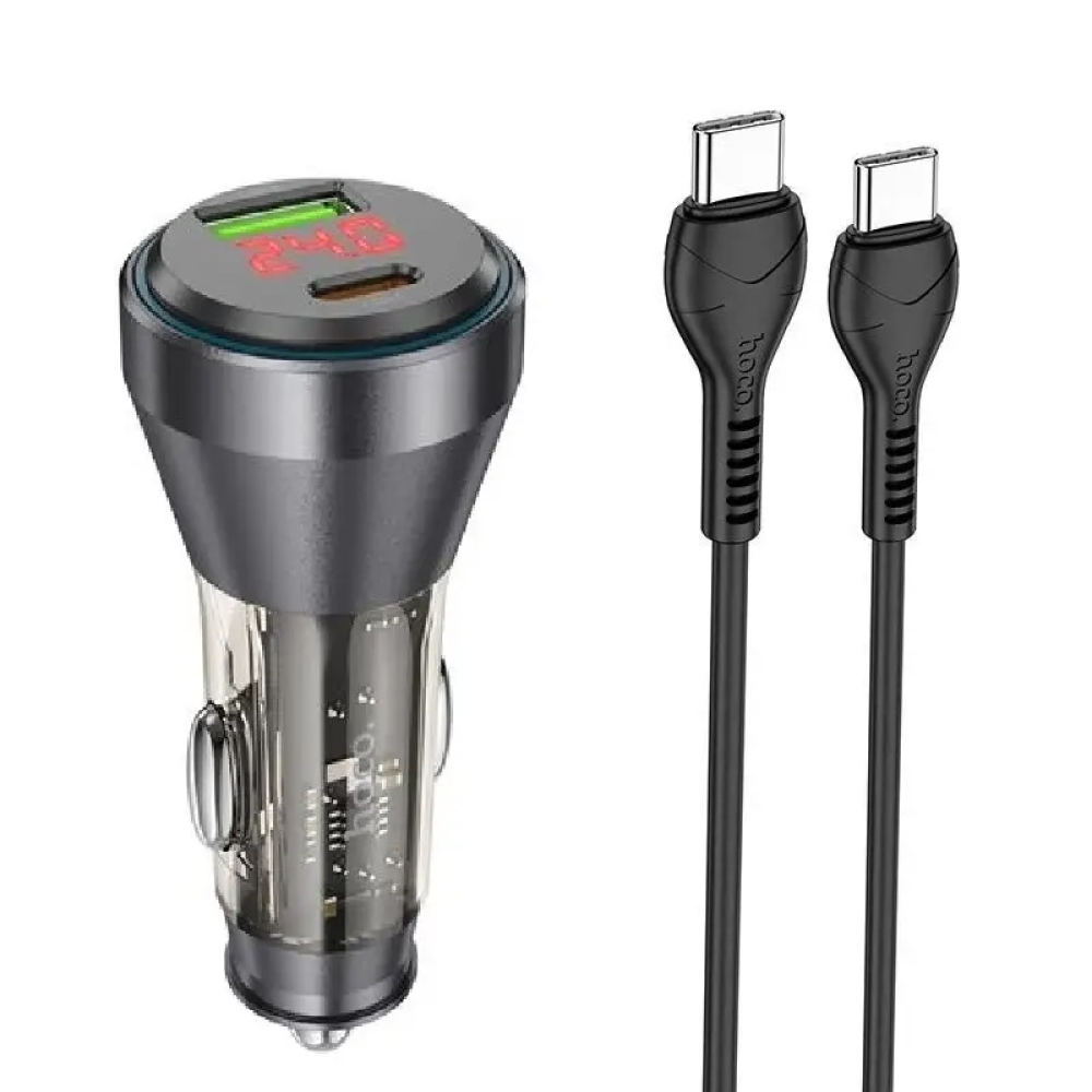 АЗП Hoco NZ12B (PD48W+QC3.0 1Type-C/1USB) + кабель Type-C-Type-C (Чорний)