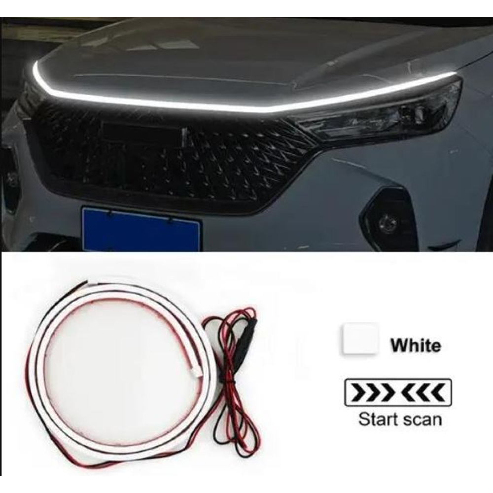 Підсвітка капота гнучка 12V LED динамічна Біла 200см (бокове свічення)