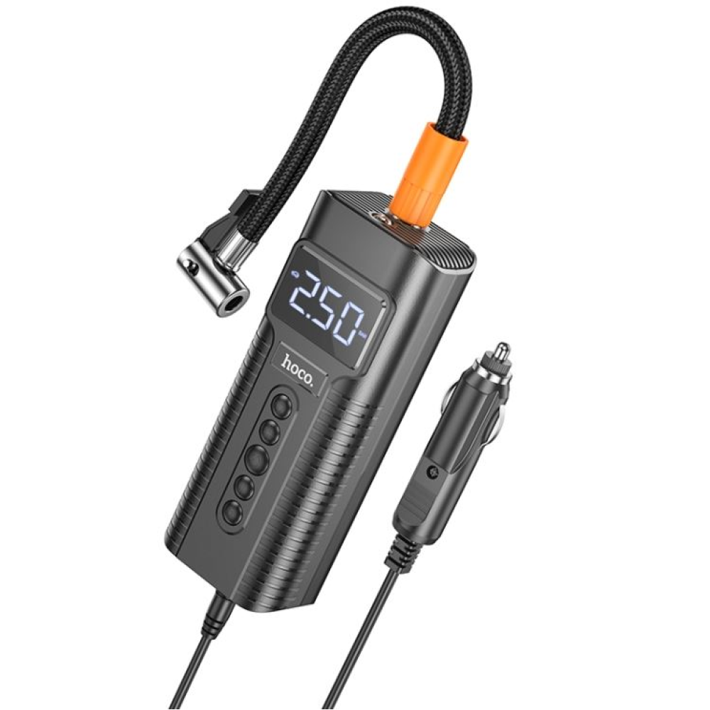 Компресор HOCO PH55 12v/кабель 3,1м/360г(без кабеля)/ліхтар/2,5 бар/61.3x43.3x154,6мм