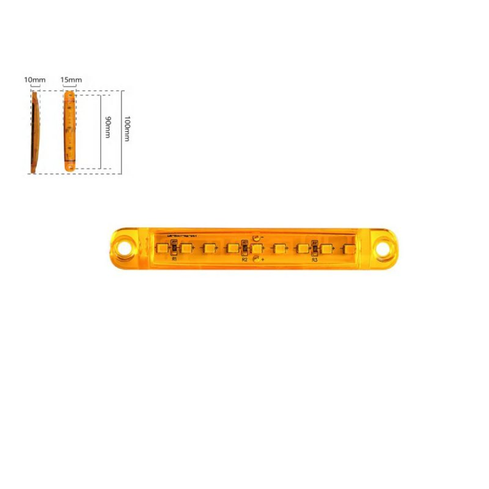 Габарит - помаранчевий - 100х15мм - 12/24V Led 9 діодів - BD-0003A (5шт)
