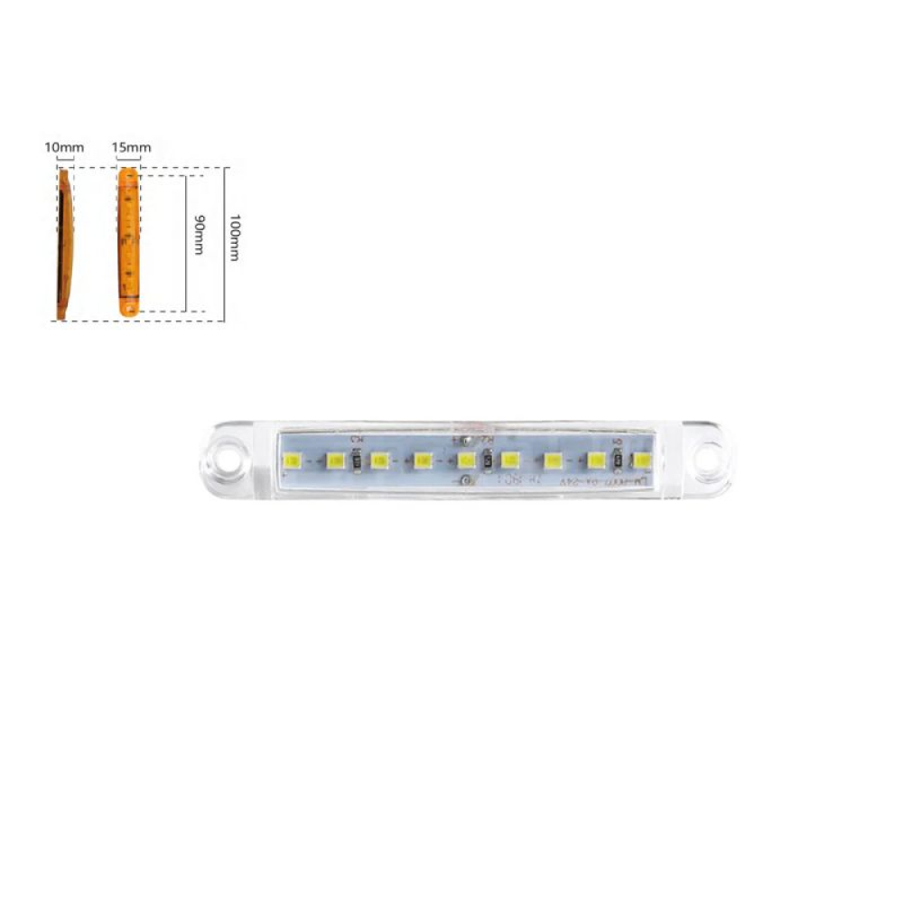Габарит - білий - 100х15мм - 12/24V Led 9 діодів - BD-0003W (5шт)