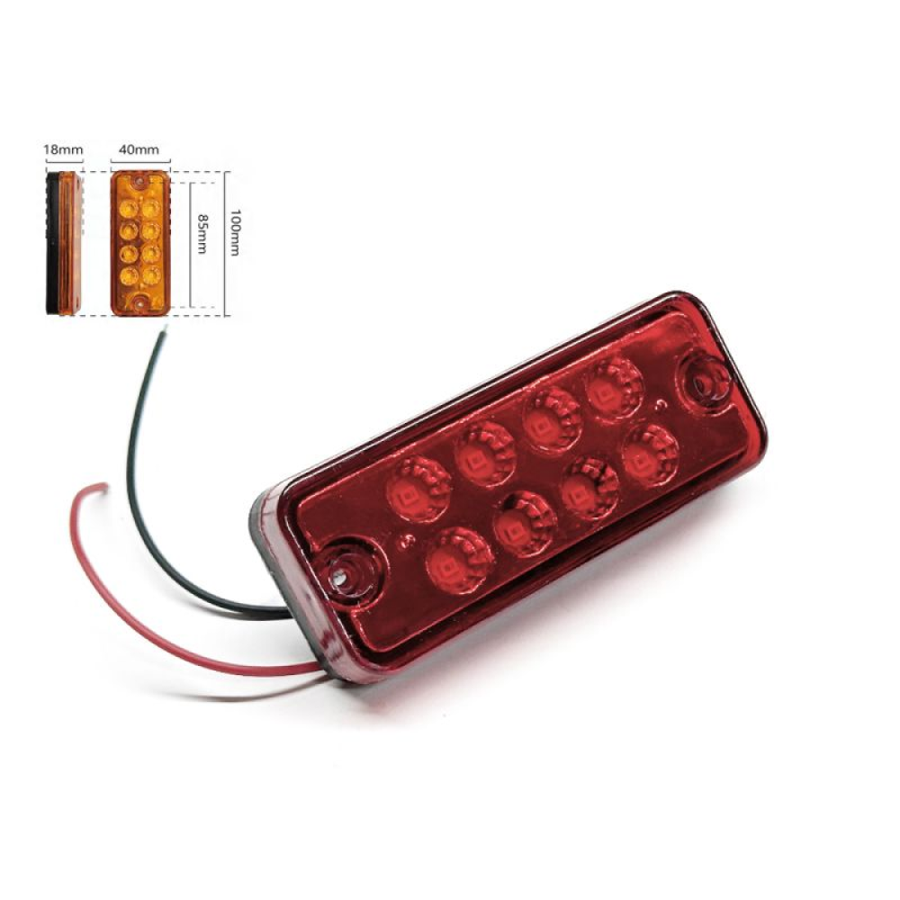 Габарит - червоний - 100х40*18мм - 12/24V Led 8 діодів - “LED Side Lamp“ BD-0001R (2шт)