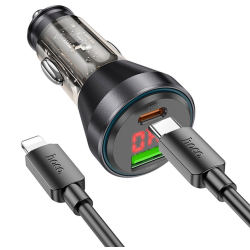 АЗП Hoco NZ12B (PD48W+QC3.0 1Type-C/1USB) + кабель Type-C-Type-C (Чорний)