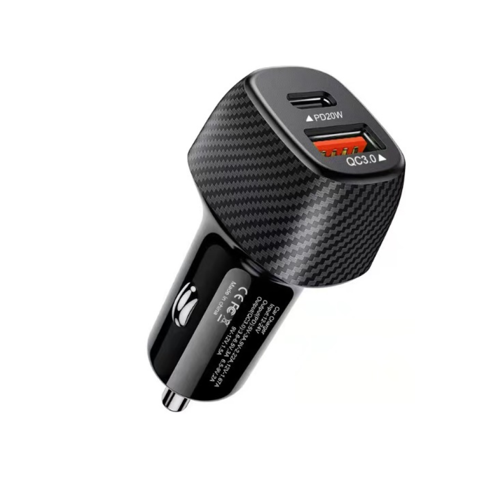 АЗП 12/24V 1USB-1Type-C YY-C05 PD 18W+QC3.0 38W (Карбон)