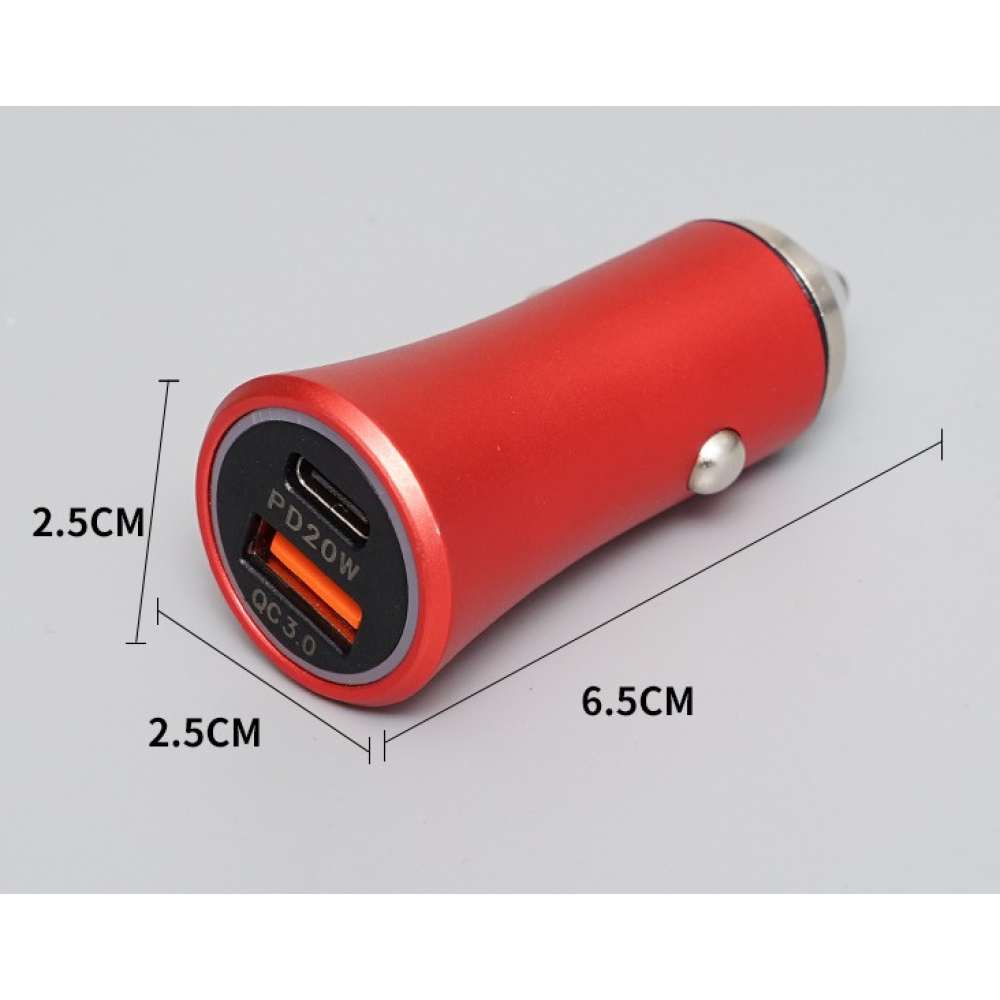АЗП 12/24V 1USB-1Type-C YY-C11 PD 20W+QC3.0 38W метал (Led підсвітка) Чорна