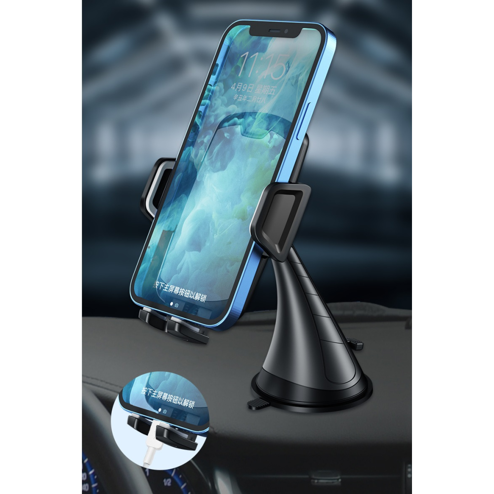 Автотримач для телефону затискач “H-11“ жорстка ніжка Black-Grey