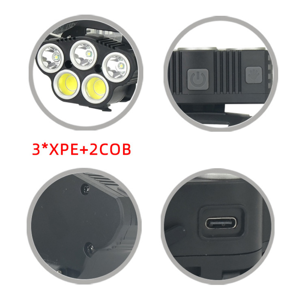 Ліхтарик налобний X-Balong BL-SL85-3+2, 6 режимів, XPE+COB, Акумулятор, біле світло/червоне світло