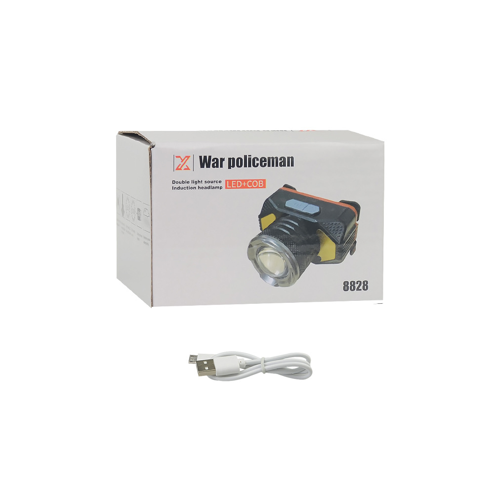 Ліхтарик налобний X-Balong BL-W8828-P50, 3 режима, LED+COB, акб, USB