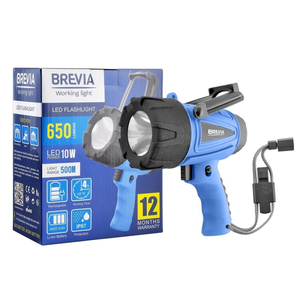 Переноска інспекційна Профі 10W COB/650 lm, АКБ-4400mAh, type C Brevia №11600