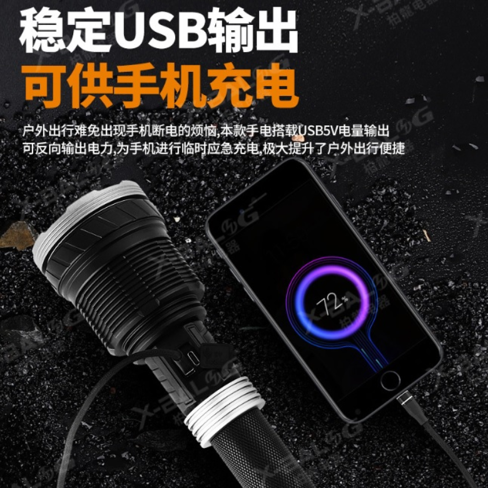 Ліхтарик-ручний АКБ 3*26650,5000mAh,люміс-тний,TYPE-C,довж.-35см,PowerBank“X-Balong“BL-X929 ПОТУЖНИЙ