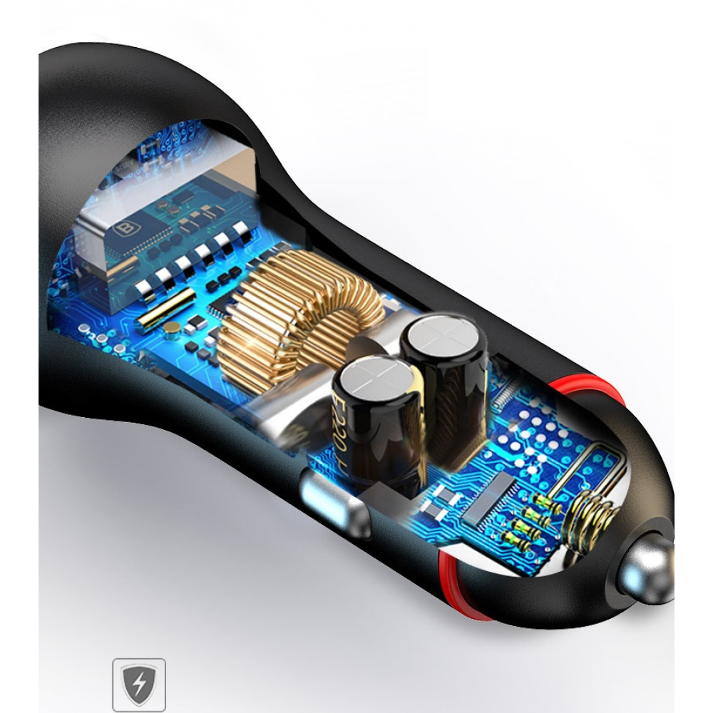 АЗП 12/24V 2USB 2.4А 30W+30W.PD20W. QC3.0 P5CX (метал)