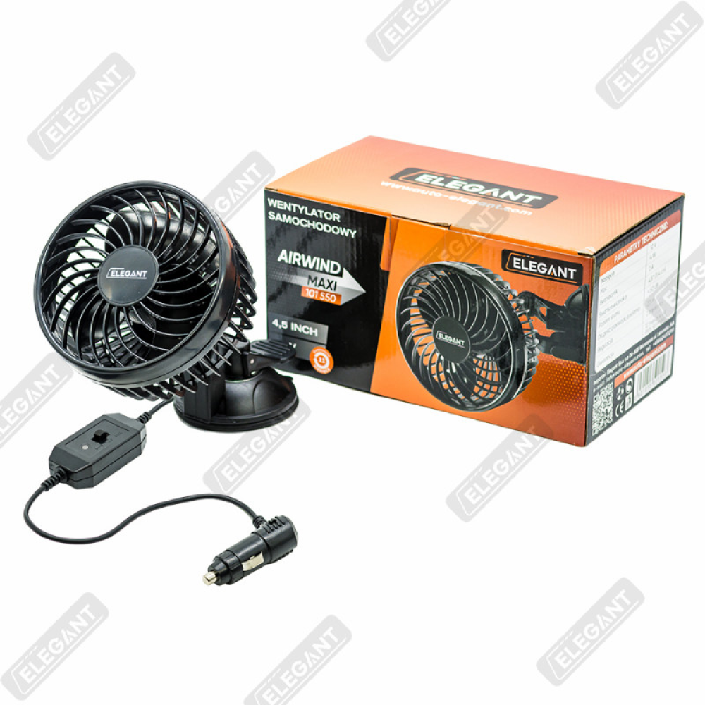 Вентилятор 12V “4,5 дюйми“ на присосці “Elegant“ два режими / 101 550