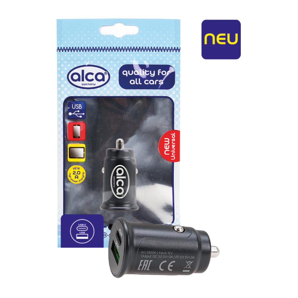 АЗП 12V 1USB-1Type-C 3А “ALCA“ 3.0 510550