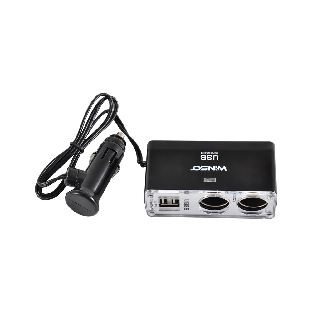 Прикурювач-двійник з подовжувачем/2USB “Winso“ 200110 (USB-1000mA) (100 шт.)