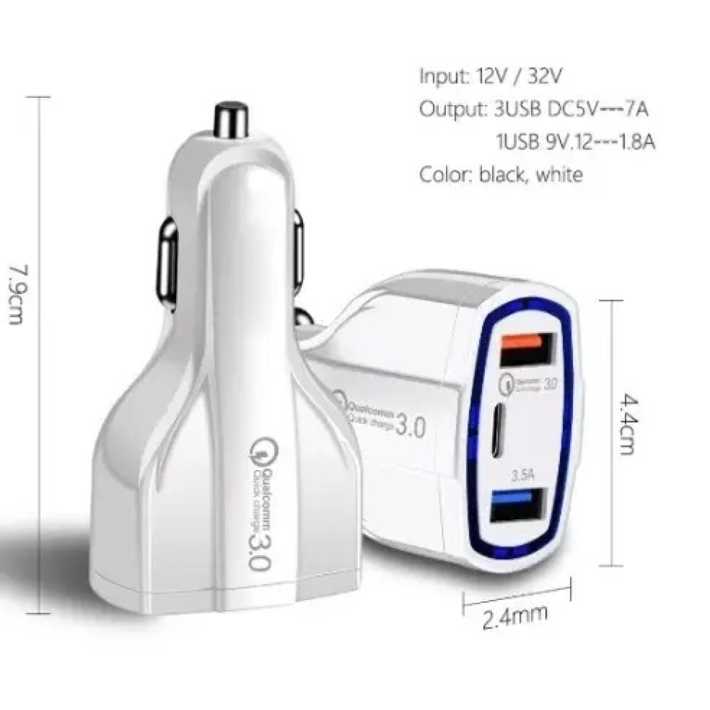 AЗП Sertec ST-1100 Type-C/2-USB Quick Charge 3.0 + кабель Micro usb