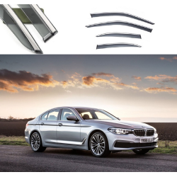 Дефлектори вікон BMW s5 G30 Short Wheel 2017-2021 П/К “FLY““Нерж.сталь 3D“BBMW5S1723-W/S81