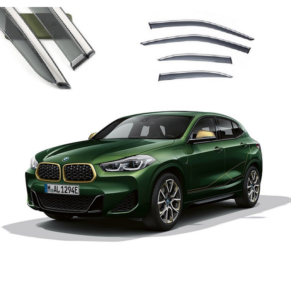 Дефлектори вікон BMW X2 2020- П/К скотч “FLY“ “молдинг із нерж. сталі 3D“ BBMWX22023-W/S (83)