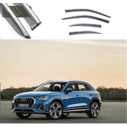 Дефлектори вікон Audi Q3 2019-2020 скотч “FLY“ “молдинг із нерж. сталі 3D“ BADQ31923-W/S (150)
