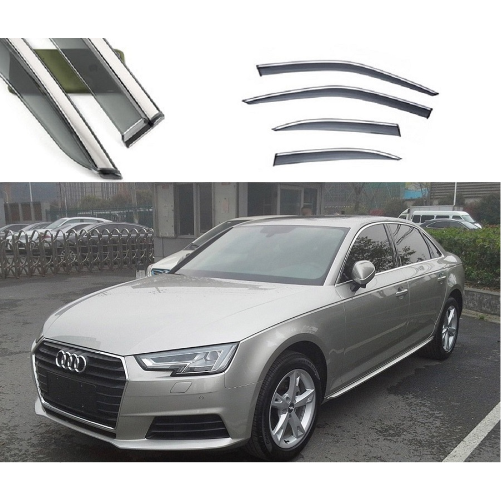Дефлектори вікон Audi A4L 2017-2020 скотч “FLY“ “молдинг із нерж. сталі 3D“ BAD4L1723-W/S (116)