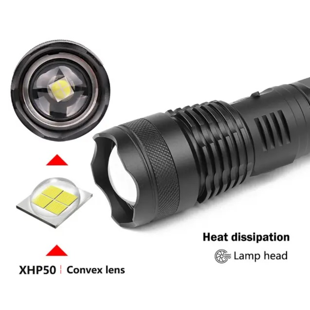 Ліхтарик-ручний АКБ 18650,8800 mAh,діод P50,TYPE-C,довж.-17см,метал. корп.“X-Balong“ X71-P50