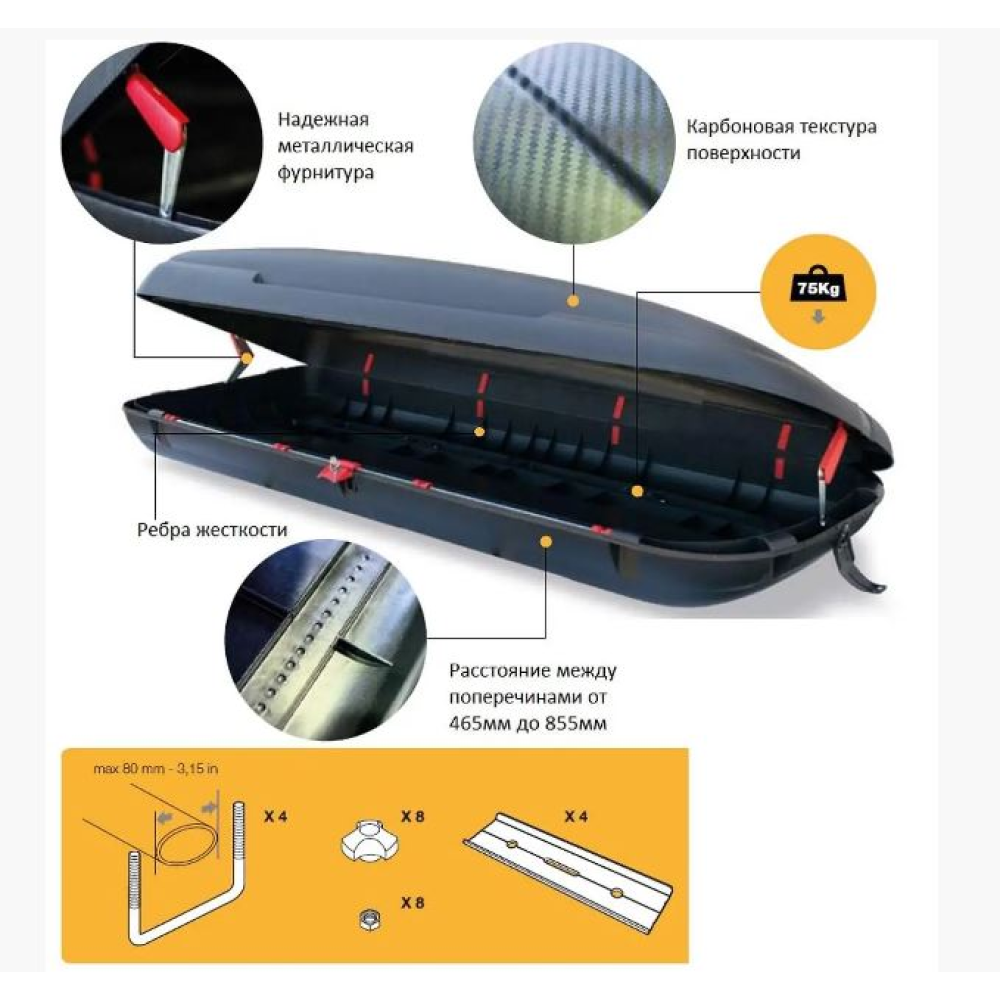 Аеробокс на дах 400л - Кенгуру ARTPLAST DISCOVERY CARBON LINE BA400/PA Італія
