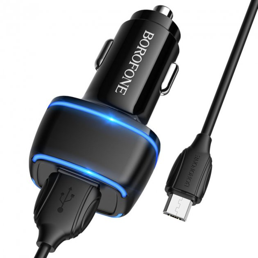 АЗП BOROFONE BZ14 Max + кабель Micro USB 2.4A Чорний