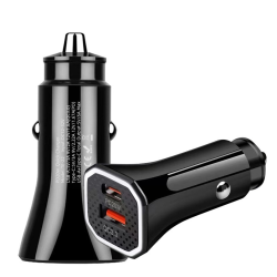 АЗП 12/24V 1USB-1Type-C YY-C06 PD 18W+QC3.0 38W (Led підсвітка) Чорна