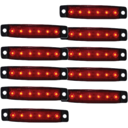 Габарит - червоний - 100х10мм - 12/24V Led 6 діодів - 201306/к (5шт/уп.)