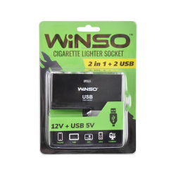 Прикурювач-двійник з подовжувачем/2USB “Winso“ 200110 (USB-1000mA) (100 шт.)