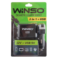 Прикурювач-двійник з подовжувачем/USB “Winso“ 200120 (USB-1000mA) (100 шт.)