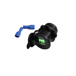 Гніздо під 1 USB DC 12-24V/5V 2,1-2,1A зелений індикатор з різьбою А17В