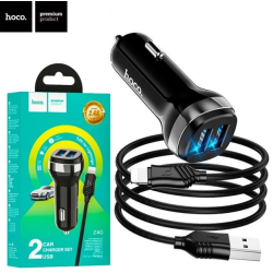 АЗП Hoco Z40 + кабель Lightning (Чорний)