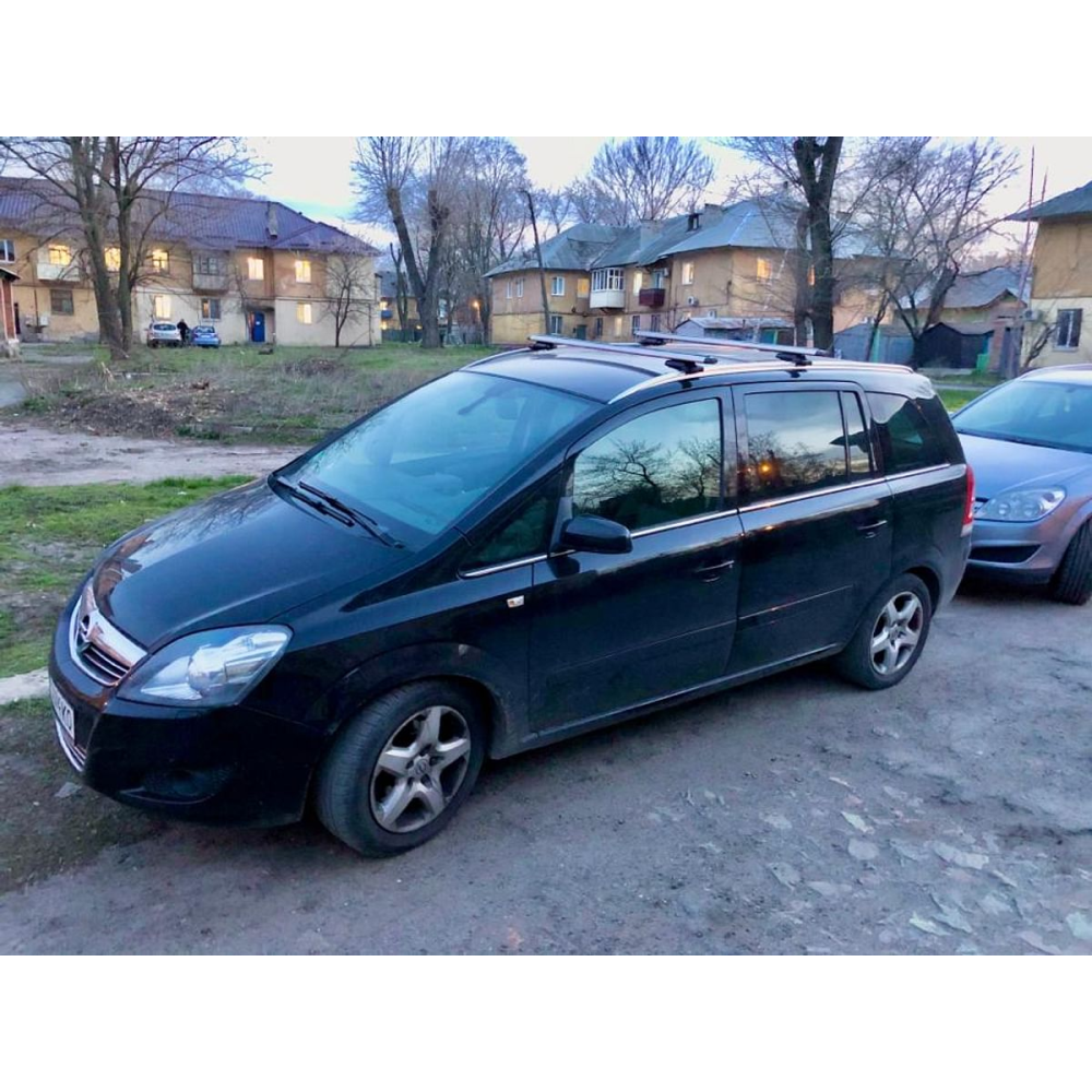 Багажник модельний Opel Zafira 04-11 у зборі з алюмінію аеро. поперечками на рейлінг “Кенгуру“