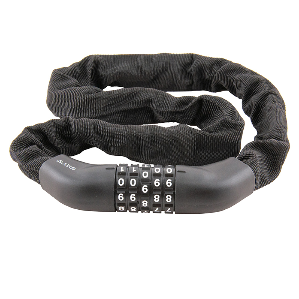 Замок велосипедний ланцюг 6х1000мм з кодовим замком сталевий Greys Chain Lock №GR40610