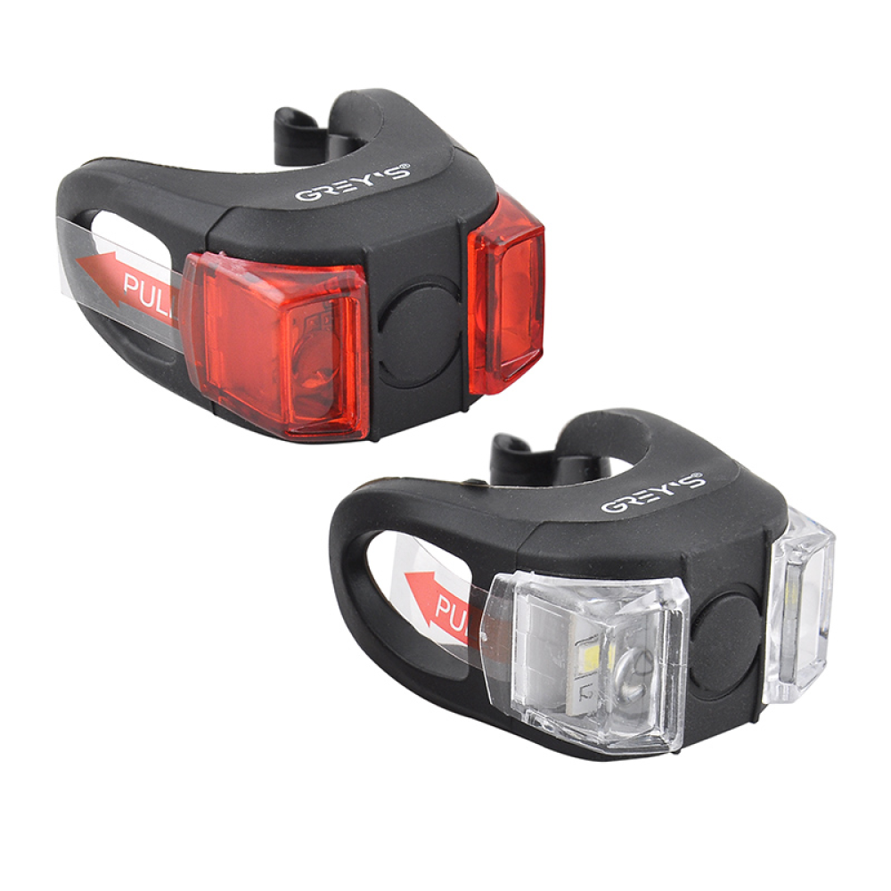 Набір вело світла 2xLEDs 3-7lm/2xCR2032/3реж. роботи/вологонепр,/Red-White(2шт) GreysLED №GR13100