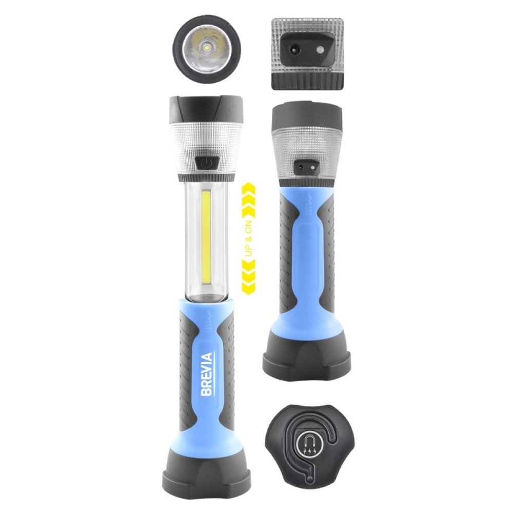 Переноска діодна 3W COB/300 lm +1W+8LED L=235-335/2000mAh/220V/Brevia Led 11330/телескоп,магніт,гачо