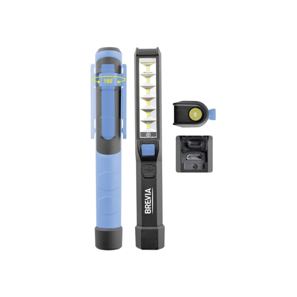 Переноска діодна SMD 6/150lm +1W L=165 D=25/900mAh/microUSB Brevia Led Pen Light 11210/магніт