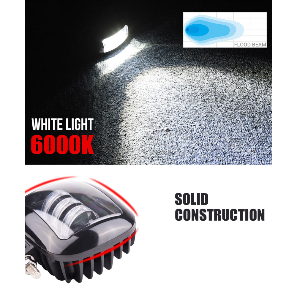 Фара-LED Квадрат 45W (15W*3) 10-30V 120*100*60mm Ближнє(Кріплення знизу) PREMIUM (Глянець)+ДХО 8866