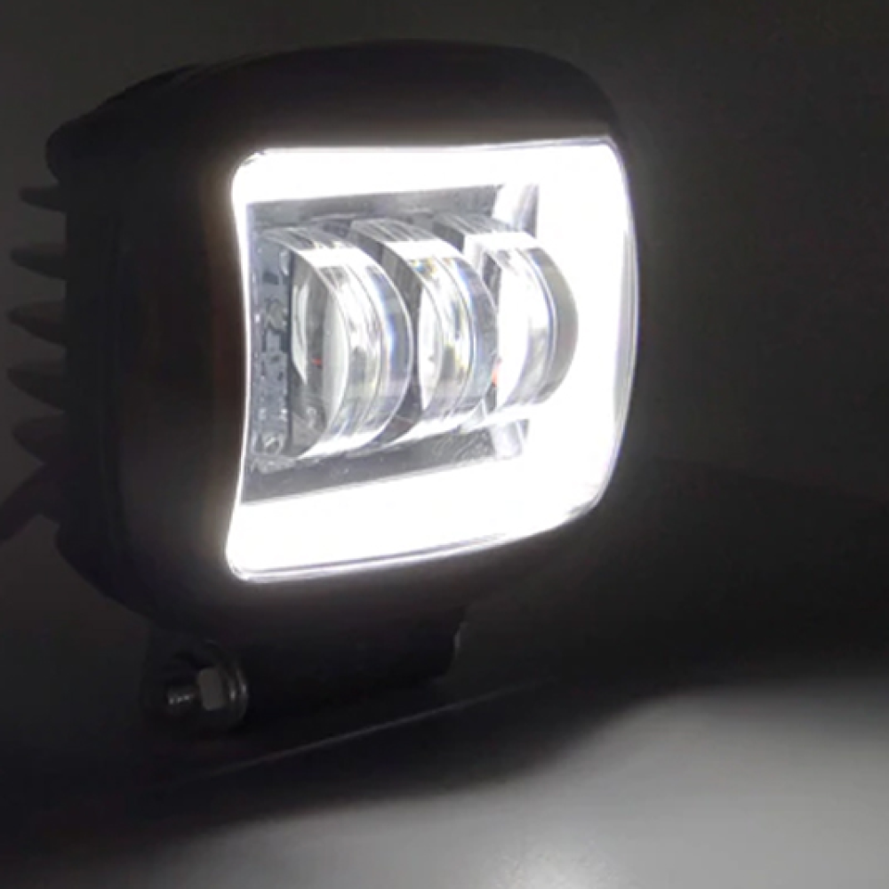 Фара-LED Квадрат 45W (15W*3) 10-30V 120*100*60mm Ближнє/Flood Лінзована PREMIUM+ДХО+Angel 88BC