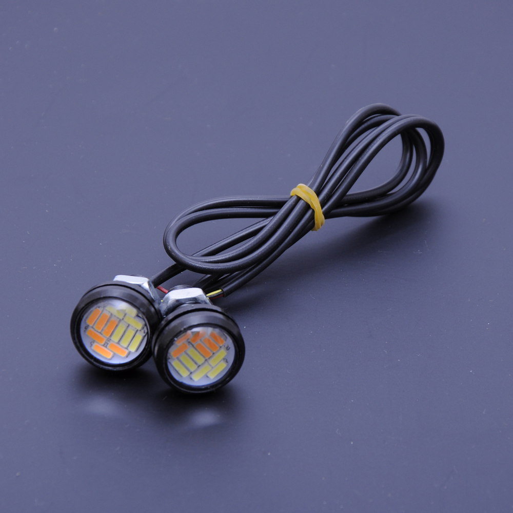 DRL Орлине око врізні LED D=23mm-4014-12smd (Ангельські очі) 12V білий+жовтий поворот (2шт)