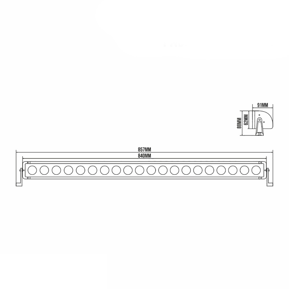 Фара-LED Балка 760*91*62mm 180W (10W*18) 10-30V Ближнє/Flood “BELAUTO“ (BOL1810LF) (1шт) IP69